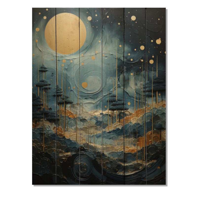 Red Barrel Studio® Gold Blue Uranus Moonlight Mirage I Print